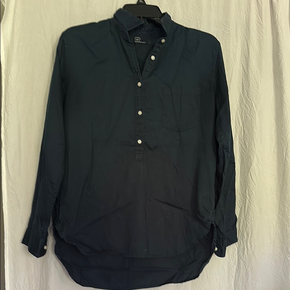 GAP Women's Peacock Blue Button-Down Shirt